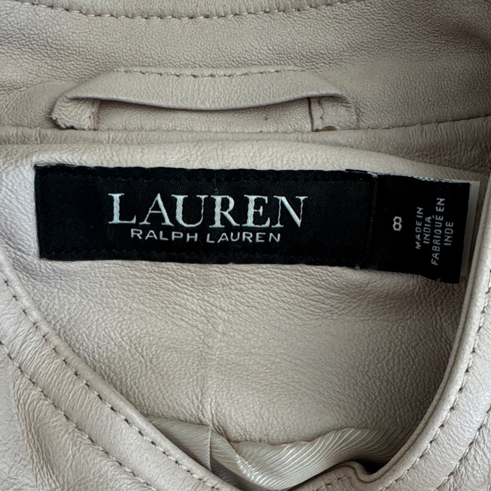 Polo By Ralph Lauren Blush Leather Jacket With Gold Details View 2